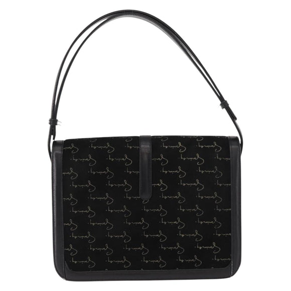 GIVENCHY Shoulder Bag Suede Black Gold Auth 149651