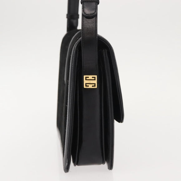 GIVENCHY Shoulder Bag Suede Black Gold Auth 149651