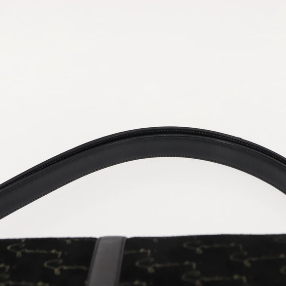 GIVENCHY Shoulder Bag Suede Black Gold Auth 149651