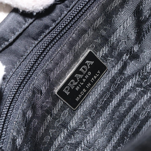 PRADA Shoulder Bag Nylon Black Silver Auth 149653