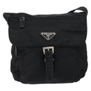 PRADA Shoulder Bag Nylon Black Silver Auth 149653-13