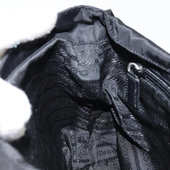 PRADA Shoulder Bag Nylon Black Silver Auth 149653