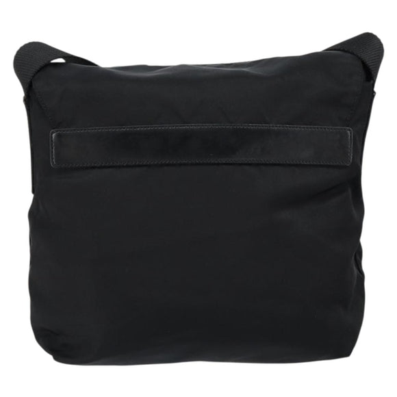 PRADA Shoulder Bag Nylon Black Silver Auth 149653