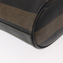 FENDI Pecan Canvas Shoulder Bag PVC Black Brown gold Auth 149654-10