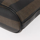 FENDI Pecan Canvas Shoulder Bag PVC Black Brown gold Auth 149654-11