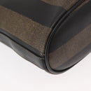 FENDI Pecan Canvas Shoulder Bag PVC Black Brown gold Auth 149654-12