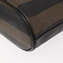 FENDI Pecan Canvas Shoulder Bag PVC Black Brown gold Auth 149654-13