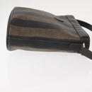 FENDI Pecan Canvas Shoulder Bag PVC Black Brown gold Auth 149654-4