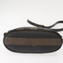 FENDI Pecan Canvas Shoulder Bag PVC Black Brown gold Auth 149654-9