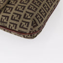 FENDI Zucchino Canvas Shoulder Bag Beige Gold Auth 149656-9