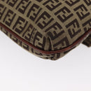 FENDI Zucchino Canvas Shoulder Bag Beige Gold Auth 149656-16
