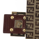 FENDI Zucchino Canvas Shoulder Bag Beige Gold Auth 149656-10