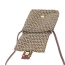 FENDI Zucchino Canvas Shoulder Bag Beige Gold Auth 149656-18