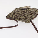 FENDI Zucchino Canvas Shoulder Bag Beige Gold Auth 149656-6