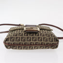 FENDI Zucchino Canvas Shoulder Bag Beige Gold Auth 149656-5