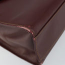 CARTIER Must Line Hand Bag Leather Bordeaux Gold Auth 149664-15