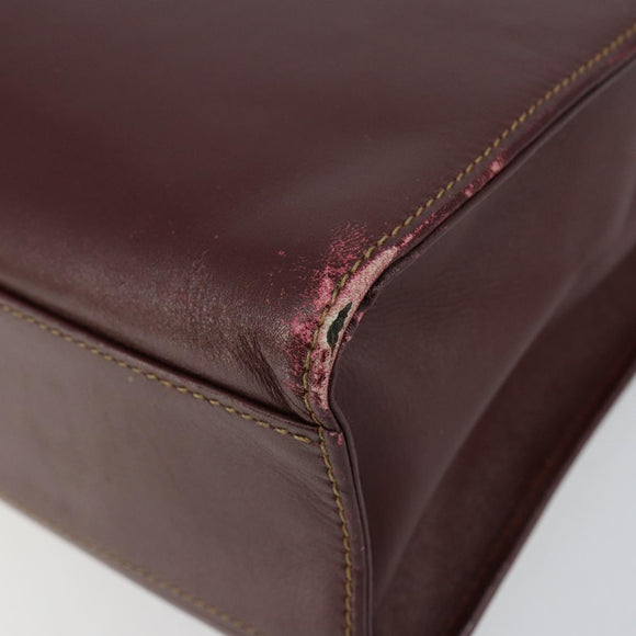 CARTIER Must Line Hand Bag Leather Bordeaux Gold Auth 149664