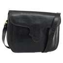 SAINT LAURENT Shoulder Bag Leather Black Gold Auth 149666-1