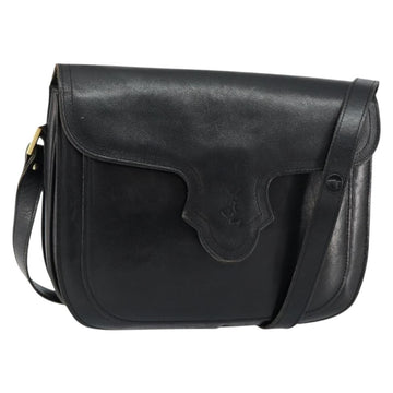SAINT LAURENT Shoulder Bag Leather Black Gold Auth 149666