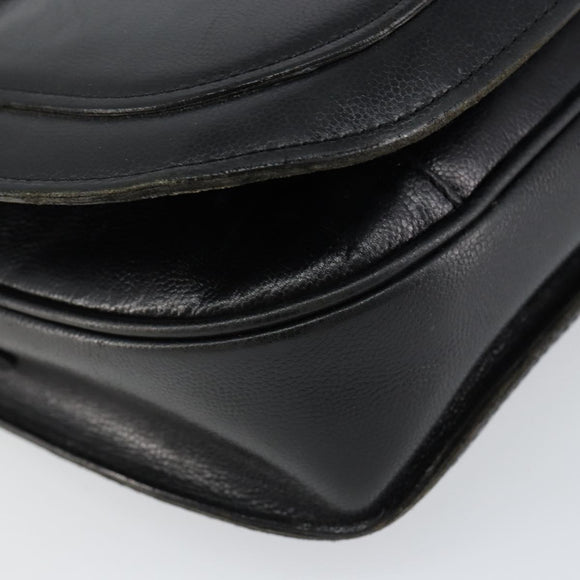 SAINT LAURENT Shoulder Bag Leather Black Gold Auth 149666