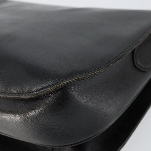 SAINT LAURENT Shoulder Bag Leather Black Gold Auth 149666