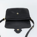 SAINT LAURENT Shoulder Bag Leather Black Gold Auth 149666-10