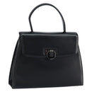 GIVENCHY Hand Bag Leather Black Gold Auth 149668-1