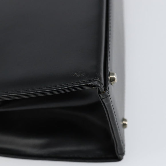 GIVENCHY Hand Bag Leather Black Gold Auth 149668