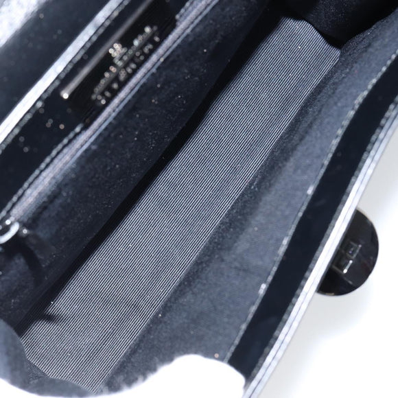GIVENCHY Hand Bag Leather Black Gold Auth 149668
