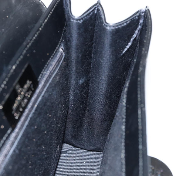 GIVENCHY Hand Bag Leather Black Gold Auth 149668