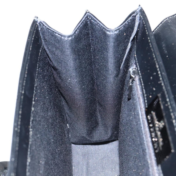 GIVENCHY Hand Bag Leather Black Gold Auth 149668