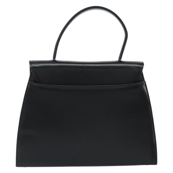 GIVENCHY Hand Bag Leather Black Gold Auth 149668