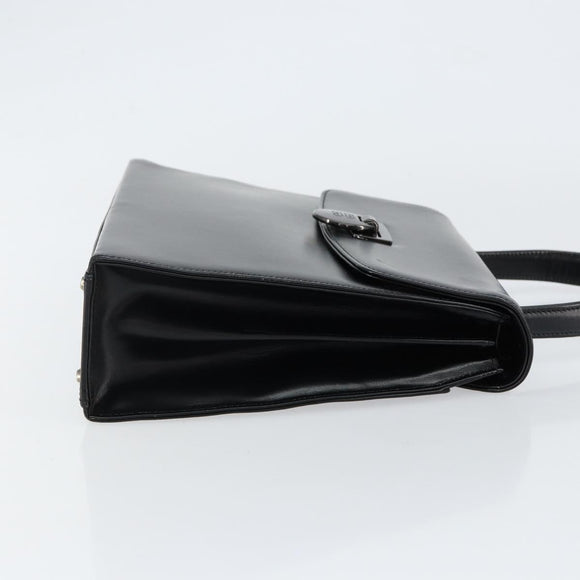 GIVENCHY Hand Bag Leather Black Gold Auth 149668