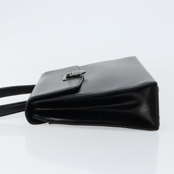 GIVENCHY Hand Bag Leather Black Gold Auth 149668