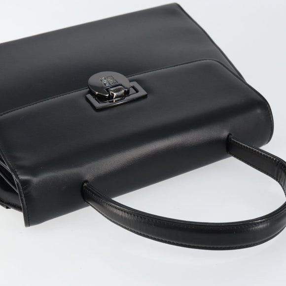 GIVENCHY Hand Bag Leather Black Gold Auth 149668