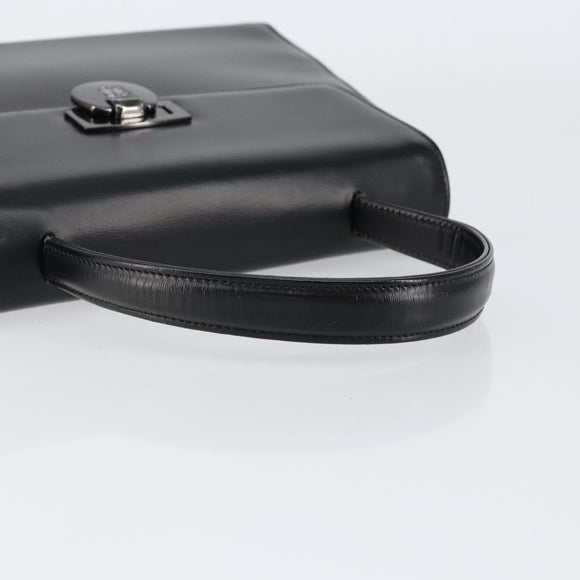 GIVENCHY Hand Bag Leather Black Gold Auth 149668