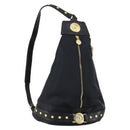 VERSACE Backpack Nylon Black Gold Auth 149669-1