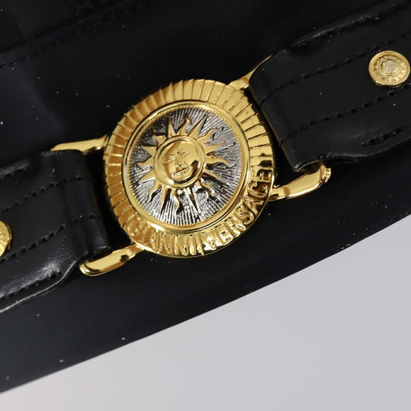 VERSACE Backpack Nylon Black Gold Auth 149669