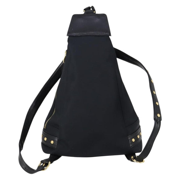 VERSACE Backpack Nylon Black Gold Auth 149669