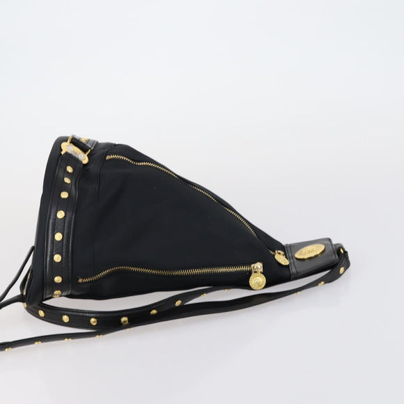 VERSACE Backpack Nylon Black Gold Auth 149669