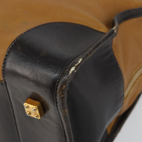 LOEWE Anagram Amazona 32 Hand Bag Leather Brown Gold Auth 149670