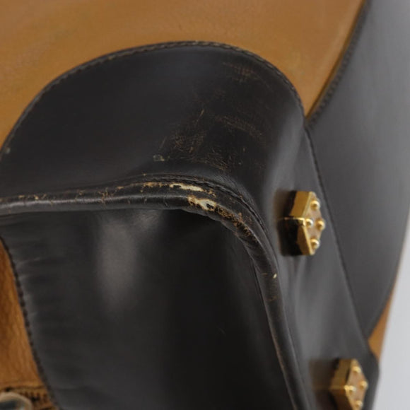 LOEWE Anagram Amazona 32 Hand Bag Leather Brown Gold Auth 149670