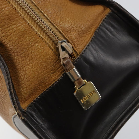 LOEWE Anagram Amazona 32 Hand Bag Leather Brown Gold Auth 149670