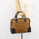 LOEWE Anagram Amazona 32 Hand Bag Leather Brown Gold Auth 149670-22