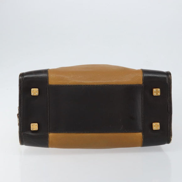 LOEWE Anagram Amazona 32 Hand Bag Leather Brown Gold Auth 149670