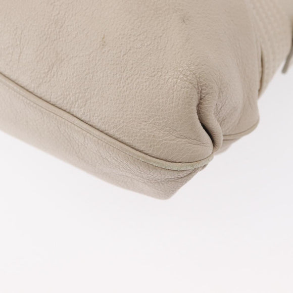 Salvatore Ferragamo Gancini Shoulder Bag Leather Silver White Auth 149671