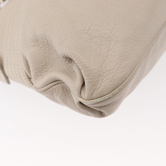 Salvatore Ferragamo Gancini Shoulder Bag Leather Silver White Auth 149671