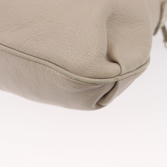 Salvatore Ferragamo Gancini Shoulder Bag Leather Silver White Auth 149671