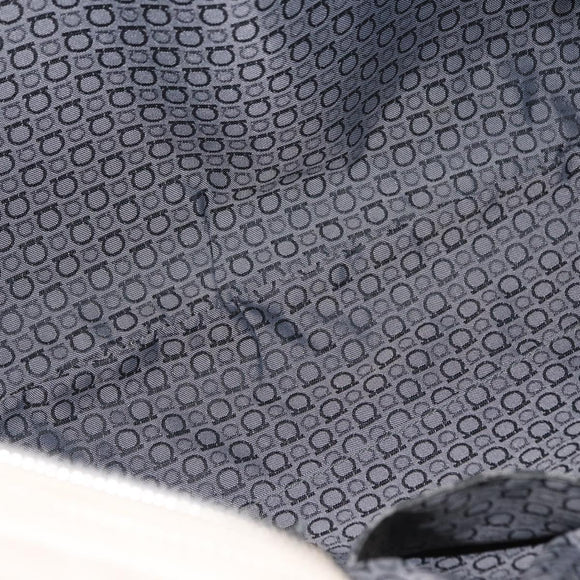 Salvatore Ferragamo Gancini Shoulder Bag Leather Silver White Auth 149671