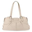 Salvatore Ferragamo Gancini Schoudertas Leer Zilver Wit Auth 149671-2